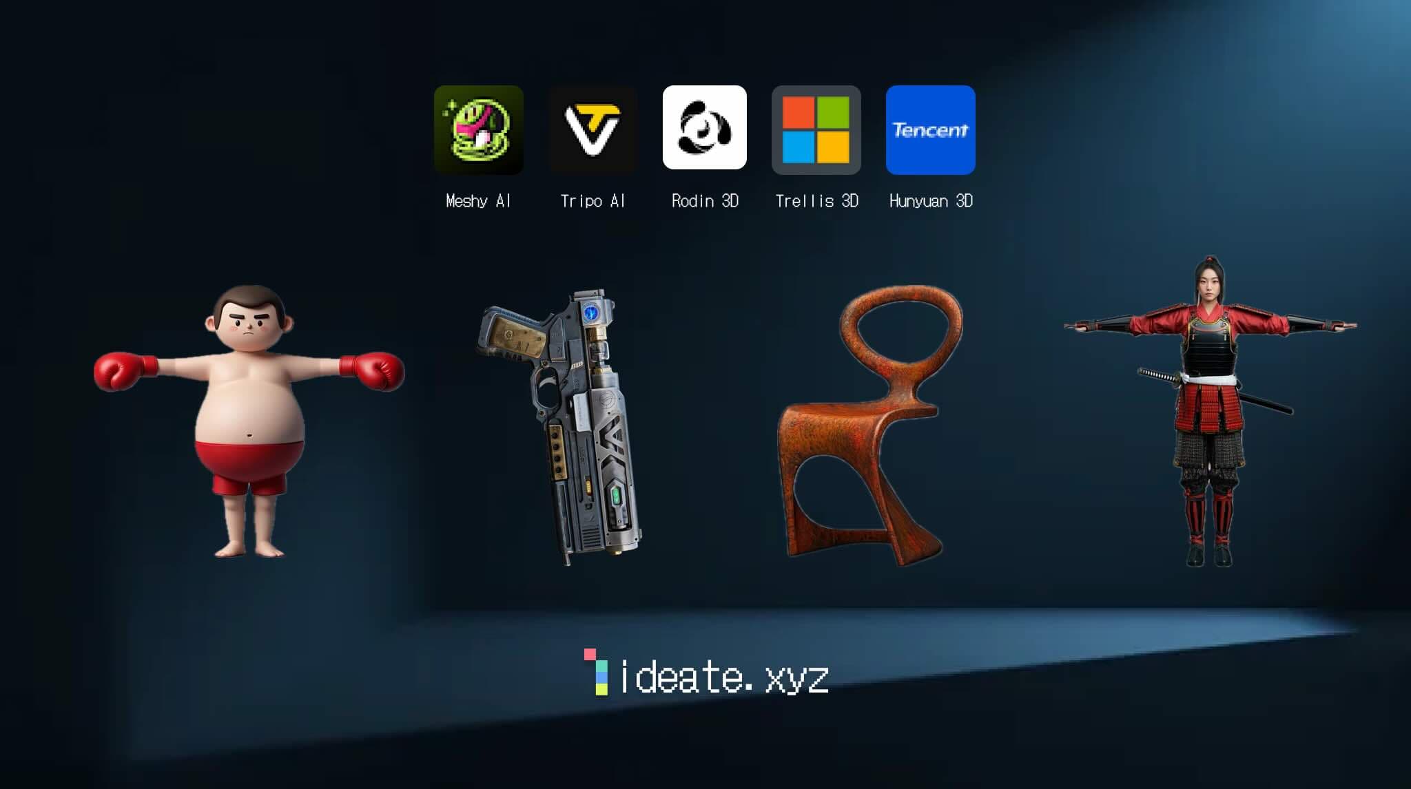 AI 3D Model Comparison: Trellis vs Tripo vs Meshy vs Rodin vs Hunyuan