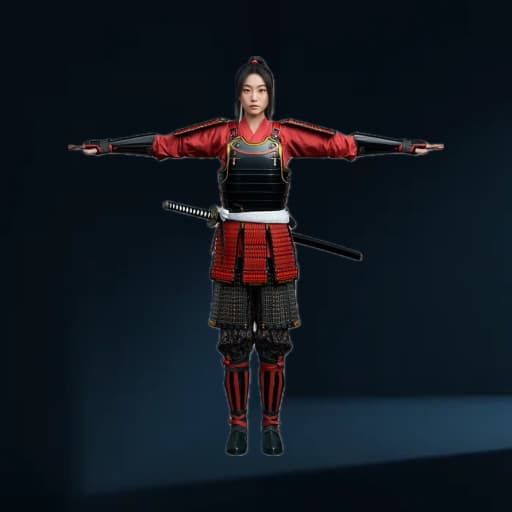 AI 3D model female samurai comparison