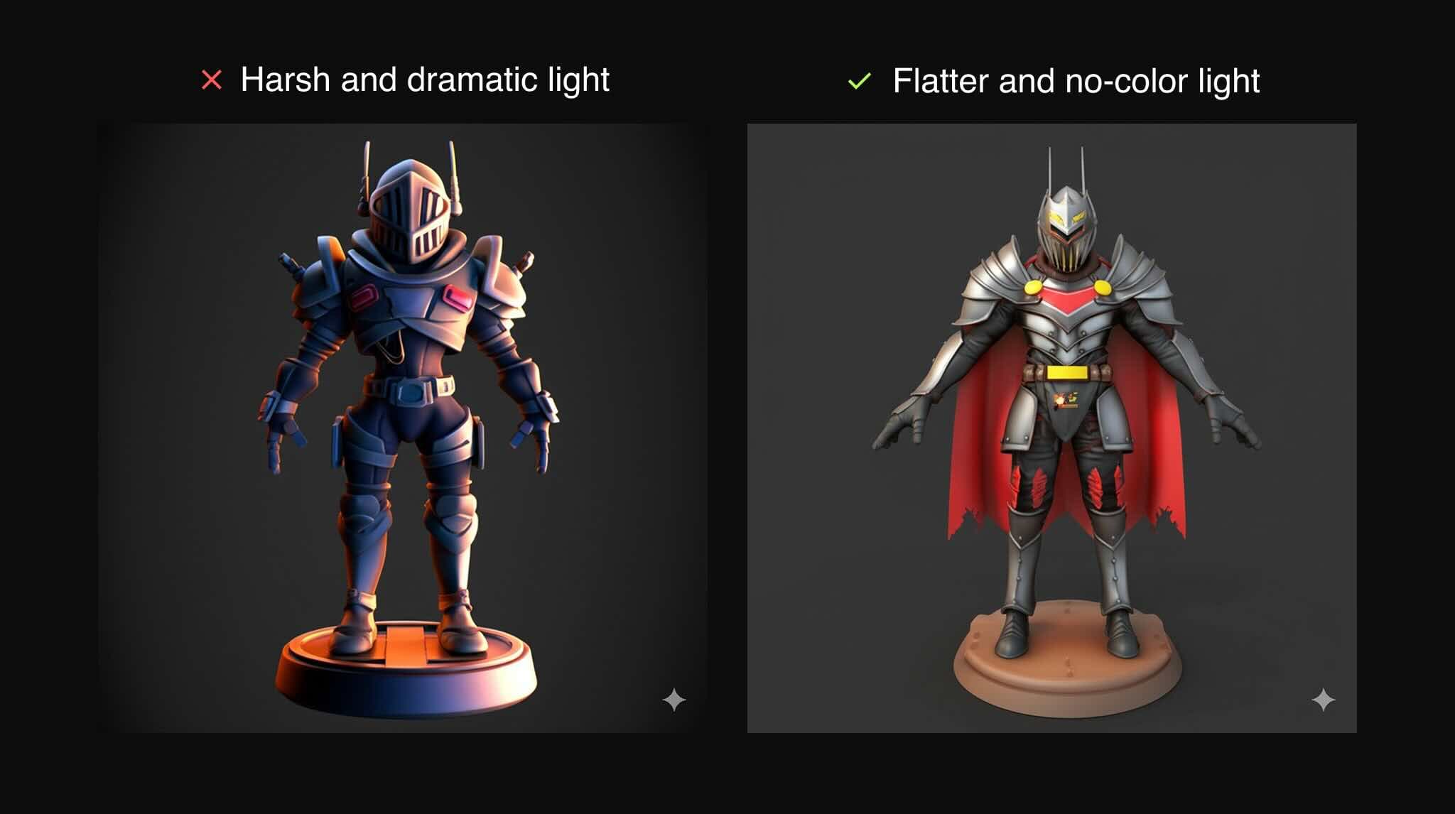 Example of avoiding effects and harsh lighting for 3D models