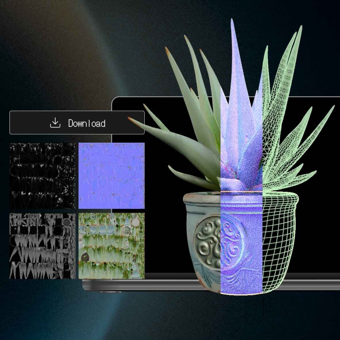 Export-ready 3D asset preview for interior and product visualization